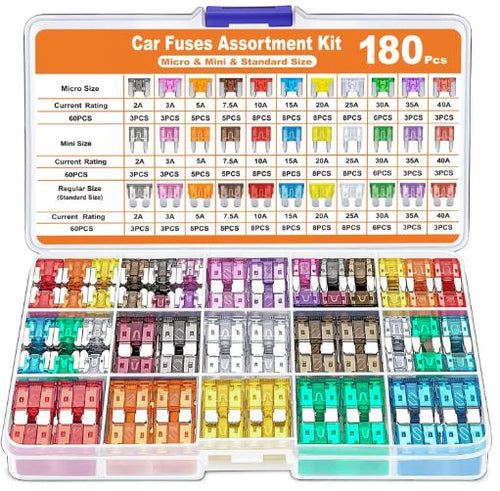 180Pcs Car Fuses Assorted Kit