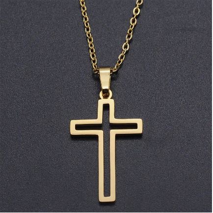 Hollow Cross Pendant Chain Necklace