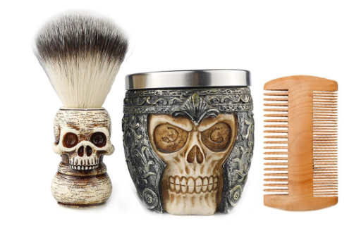 Skull Head Shaving Brush Set